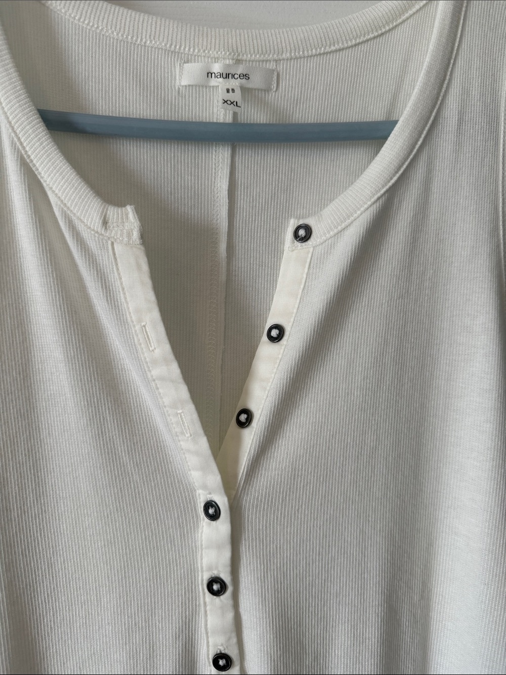 Maurices White Sleeveless Henley Tank with Button Placket - Picture 2 of 3
